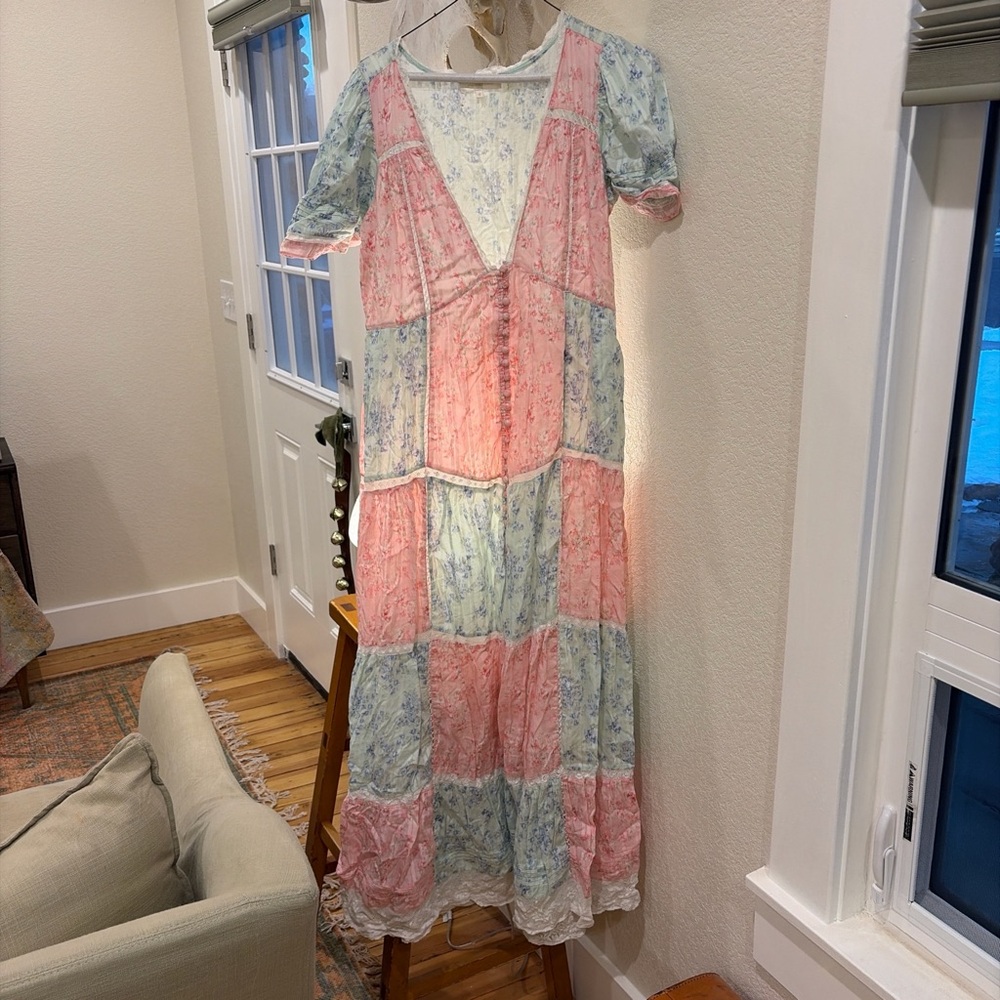 LoveShackFancy Pink and Blue Maxi Dress